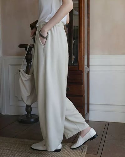 斜紋鬆緊萬能褲-杏7