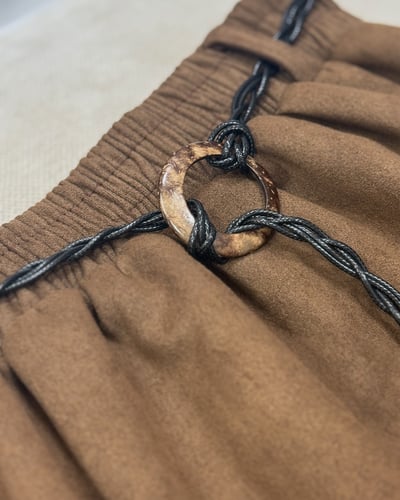 波西米亞麂皮花朵裙-焦糖4