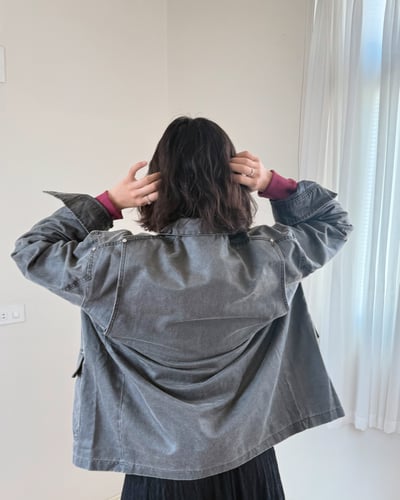 帥氣刷色牛仔夾克-灰5