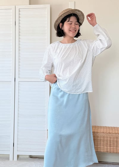 法式波點綁帶上衣4