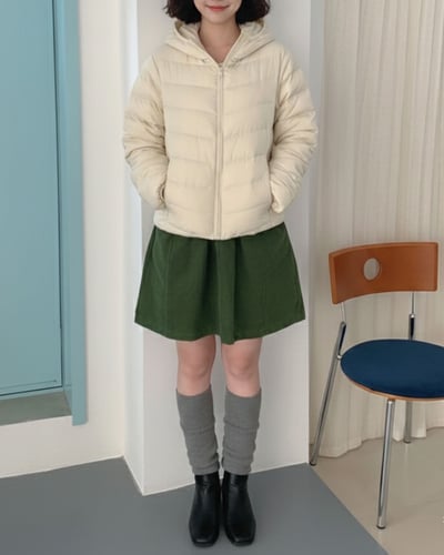 燈心絨萬能短裙-綠6