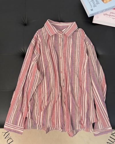 暈染粉條紋襯衫5