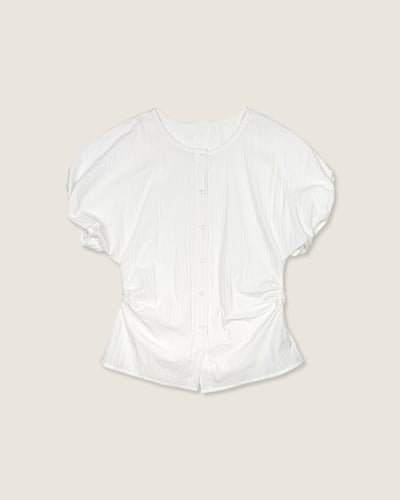 氣質苞袖顯瘦釦衫-杏1