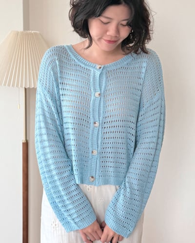 witharch法式前後穿扣衫-藍2