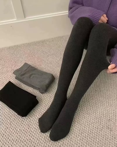 高質感羅紋褲襪-黑1