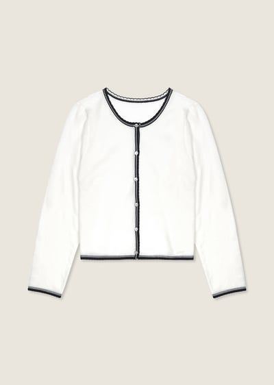 亞麻撞色開襟外套-杏1