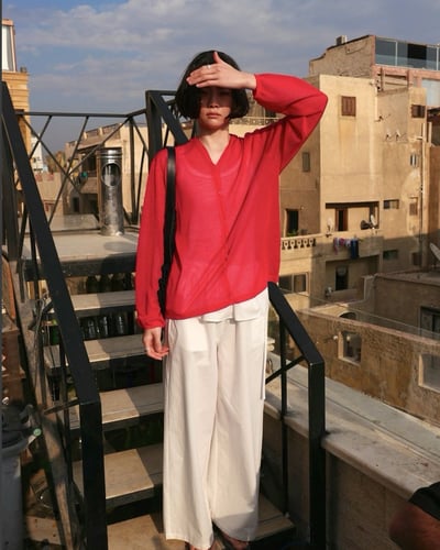 細緻連帽防曬衣-紅3