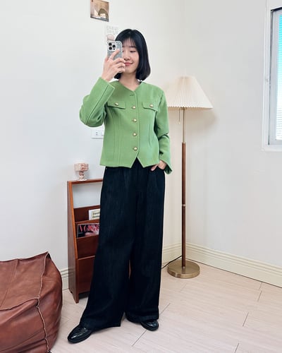 金扣花呢西外-綠2