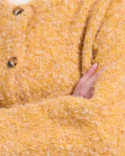 witharch圈圈絨排釦外套-黃5