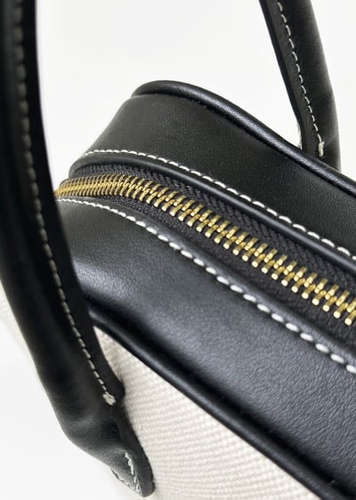 帆布與皮革復古手提包(真皮)7