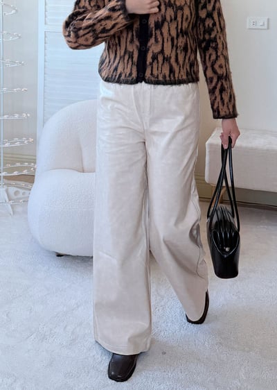 鞣紋皮革鬆緊萬能褲2