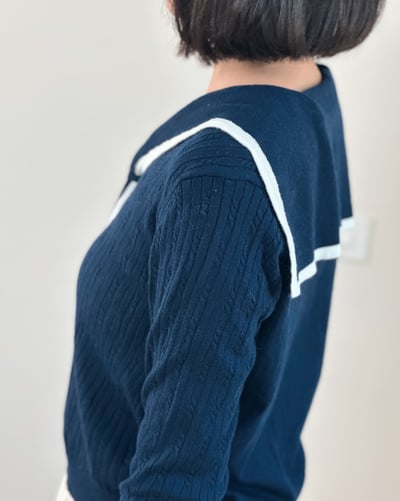 水手領撞色上衣-深藍5