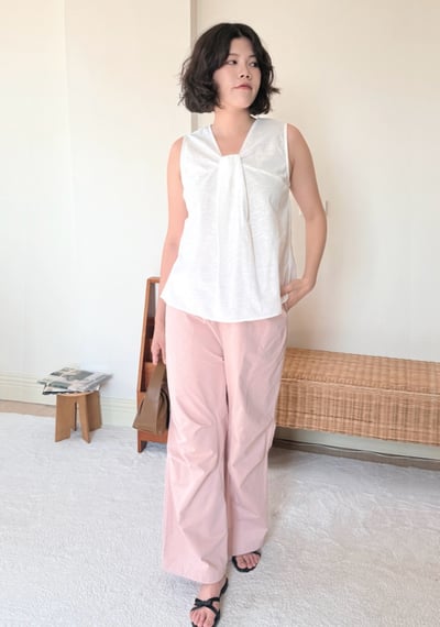 純棉綁結造型上衣-杏3