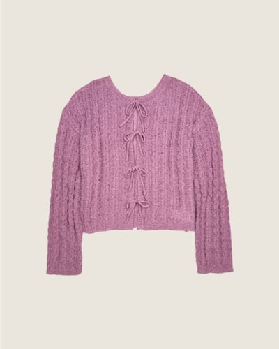 witharch前後穿綁帶開襟衫-粉紫1