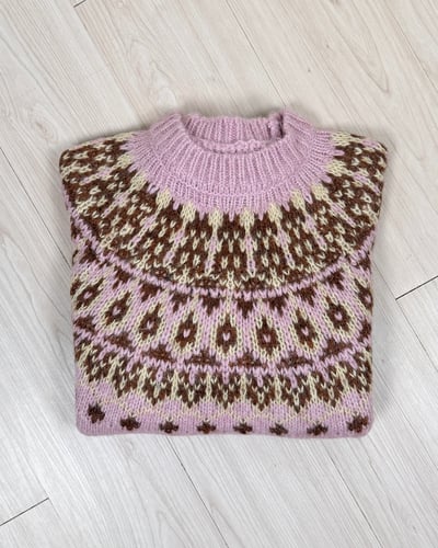 費爾島緹花毛衣-粉6