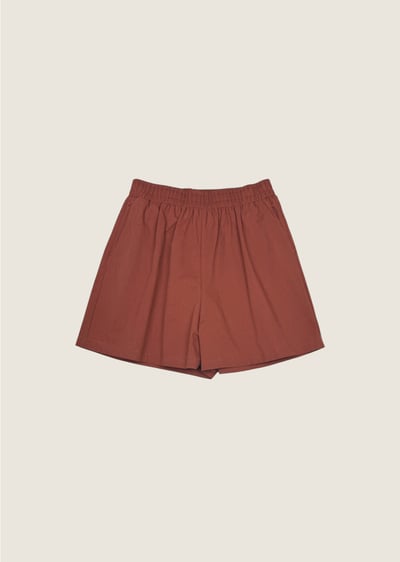 棉質鬆緊短褲-紅1