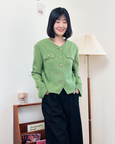 金扣花呢西外-綠3