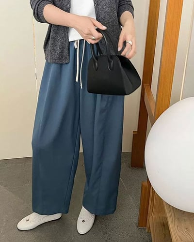 斜紋鬆緊萬能褲-藍3