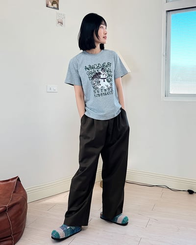 質感鬆緊腰西褲-咖2