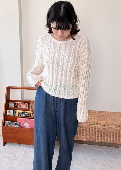 witharch前後穿綁帶開襟衫-杏4