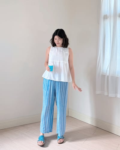 法式剪裁無袖上衣-杏4