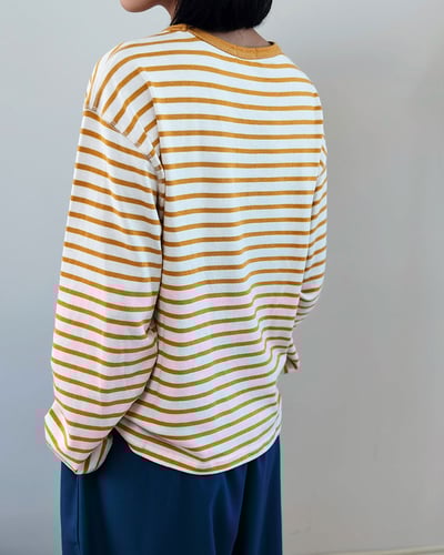 休閒版型條紋TEE-黃3