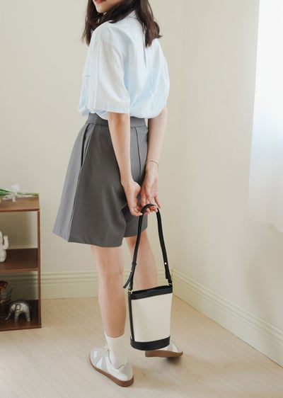 帆布與皮革經典水桶包(真皮)5