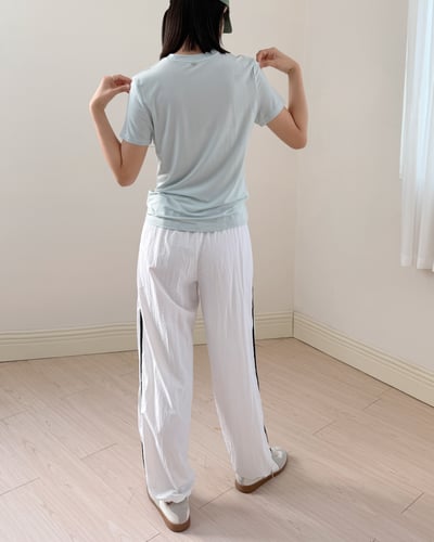 薄荷色薄款休閒長褲-杏7