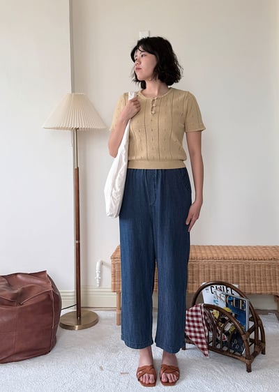 法式紋理針織衫-黃2