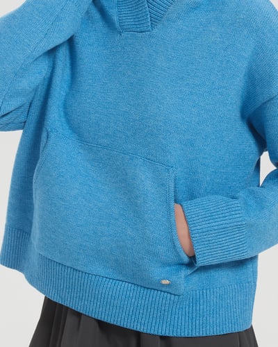 witharch抗起球連帽大學t-藍6