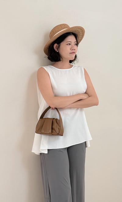 紐結美背長版上衣-杏2