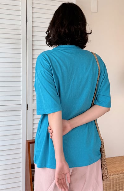 純棉極簡寬鬆tee-藍3