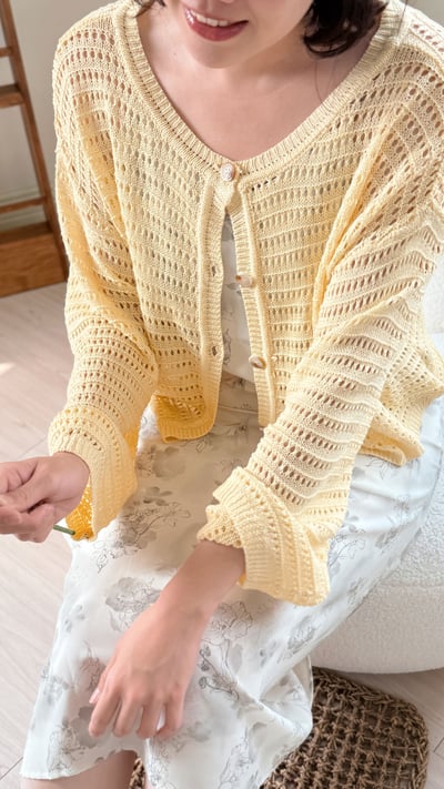 witharch法式前後穿扣衫-淡黃6