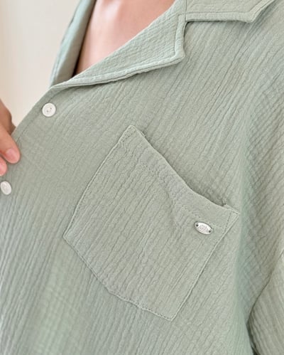witharch-法式古巴襯衫-綠4