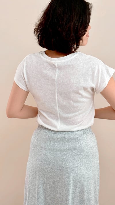 天絲亞麻U領Tee-白7