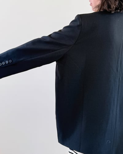 撞色毛邊寬版西外5