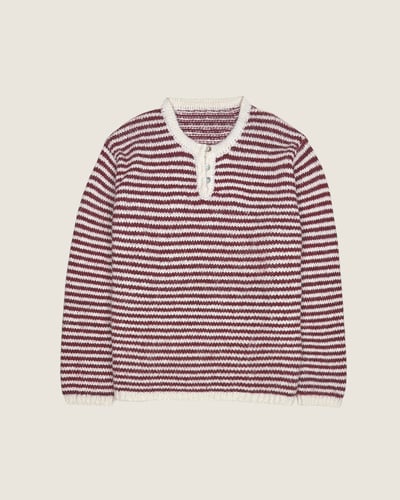 霧絨條紋毛衣-紅5