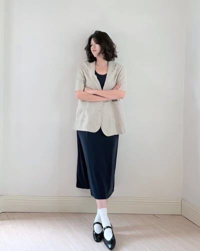 亞麻後扣抗皺薄料西外5