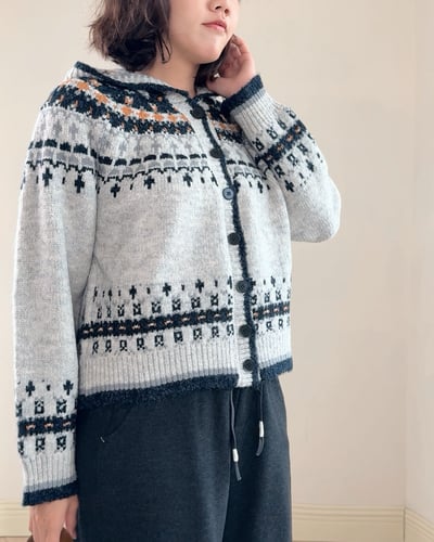 費爾島細緻連帽外套-灰5