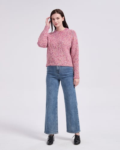 彩點輕絨毛衣-粉2