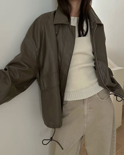 軟皮革翻領夾克4
