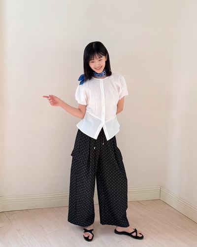 氣質苞袖顯瘦釦衫-杏5