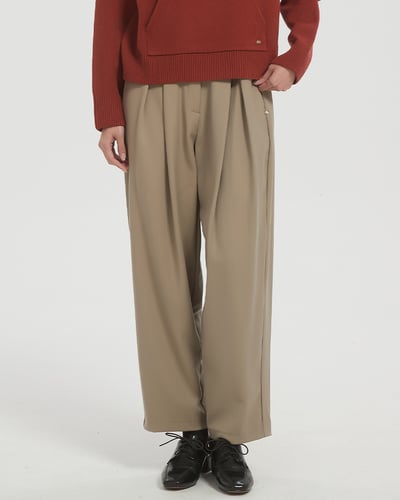 witharch軟料西裝褲-卡其5