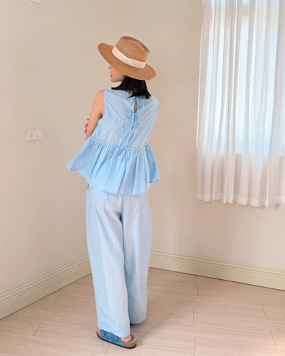 清爽輕盈休閒萬能褲-藍5