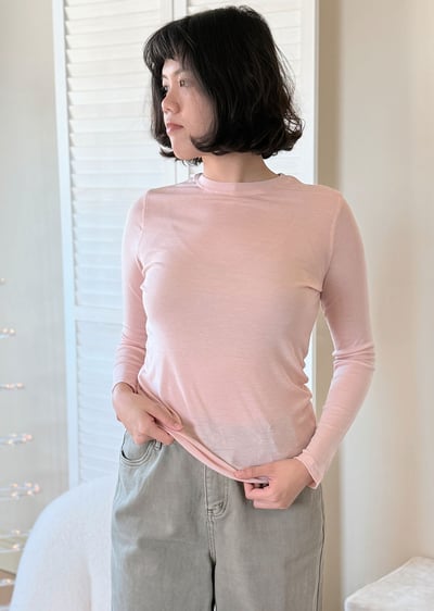 韓國天絲羊毛圓領上衣4