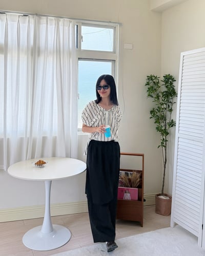 天絲復古條紋短衫3