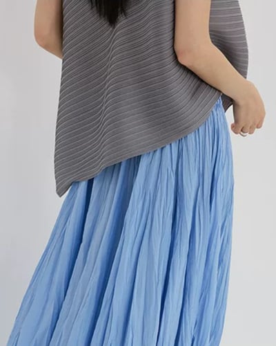 不對稱壓褶無袖上衣-灰5