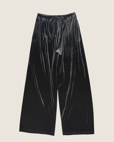 絲絨抽繩萬能褲-黑1