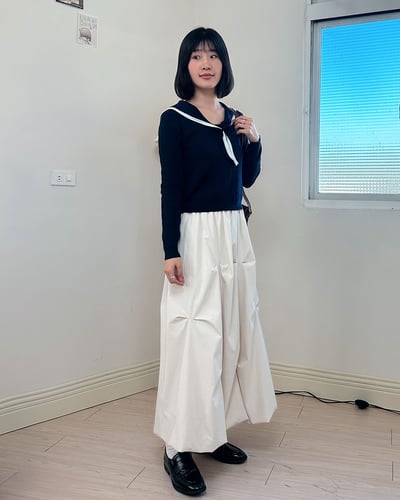 水手領撞色上衣-深藍3