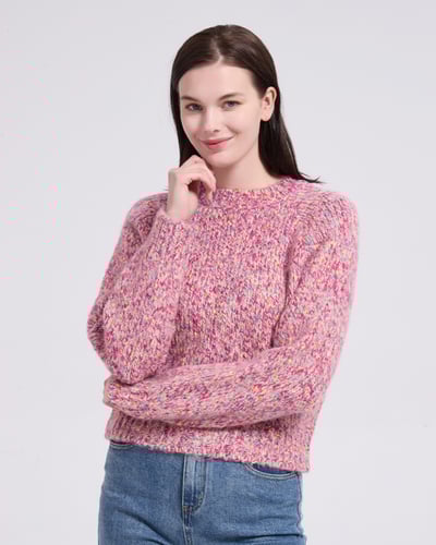 彩點輕絨毛衣-粉5